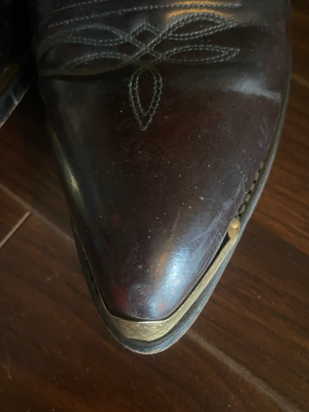 Rare Vintage Thunderbird Black Leather Western Cowboy Boots with Gold Stitching - Picture 6 of 9